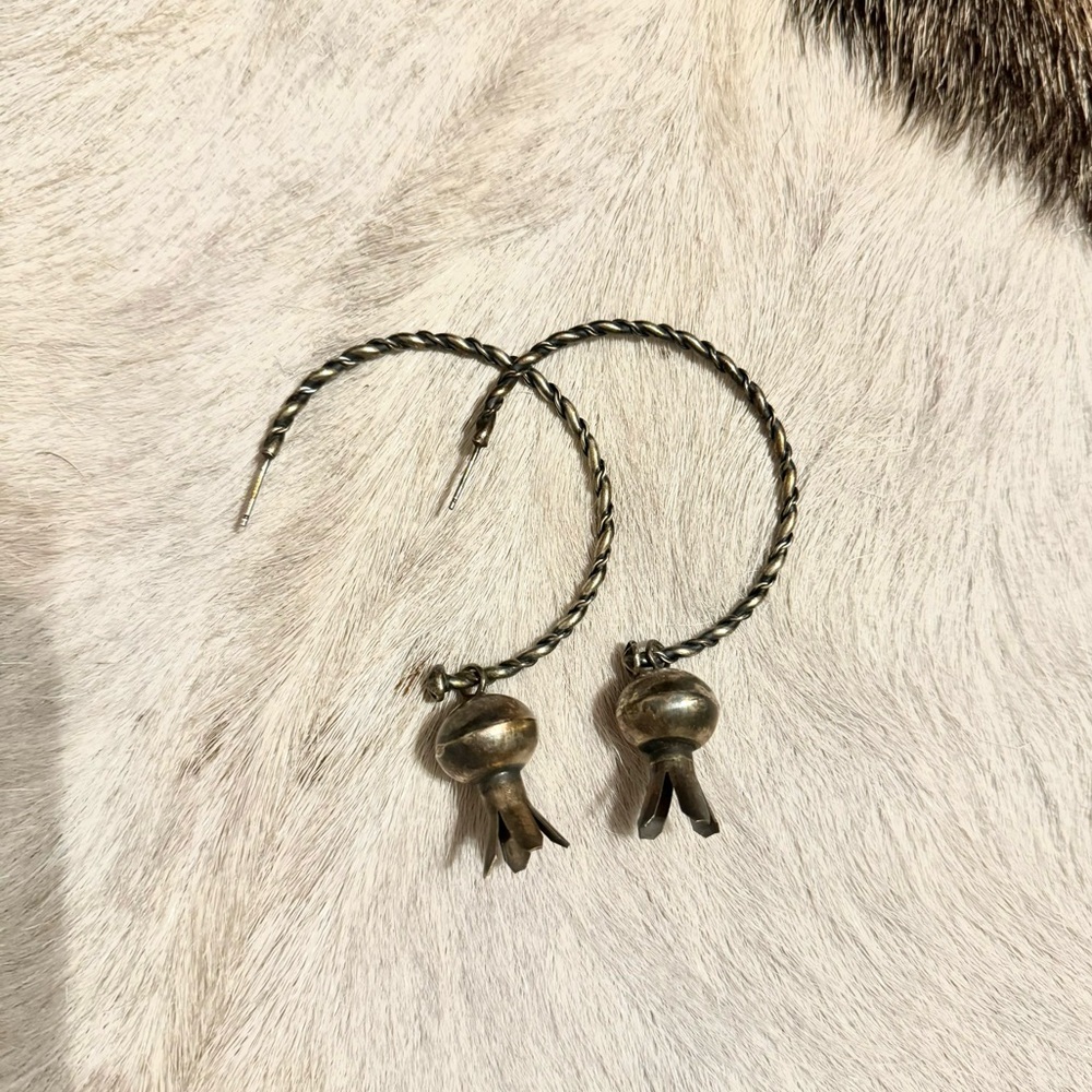 Sterling Silver Hoop Blossom Earrings